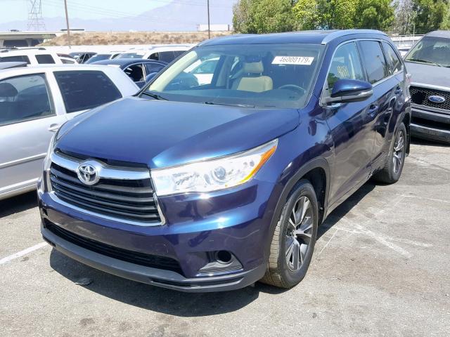 5TDJKRFH4GS235816 - 2016 TOYOTA HIGHLANDER BLUE photo 2