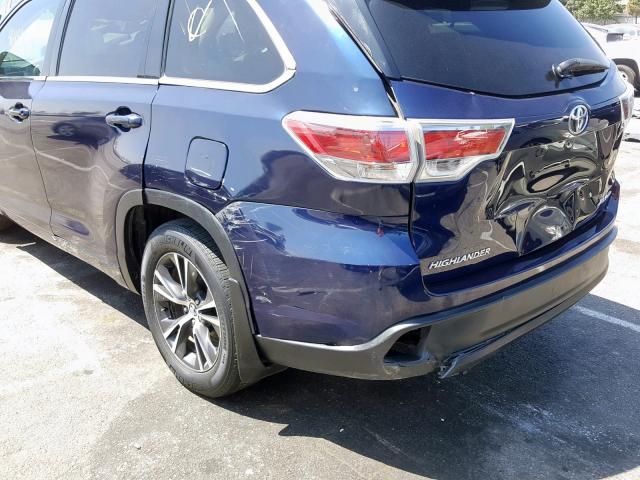 5TDJKRFH4GS235816 - 2016 TOYOTA HIGHLANDER BLUE photo 9