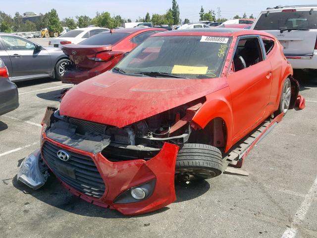 KMHTC6AE2DU180867 - 2013 HYUNDAI VELOSTER T RED photo 2