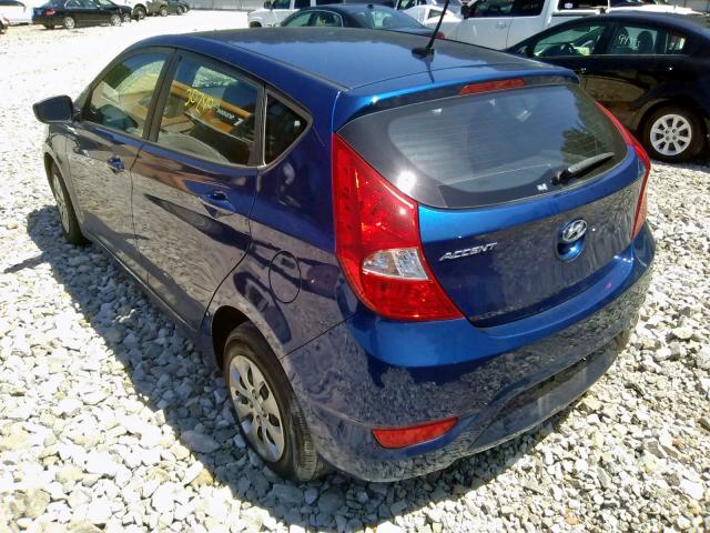 KMHCT5AE7HU322419 - 2017 HYUNDAI ACCENT SE BLUE photo 3