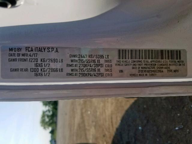 ZFBERFAB9H6G31164 - 2017 RAM PROMASTER 白色 照片 10