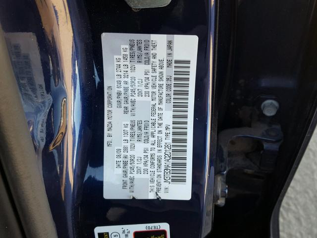 JM3TB3MA1A0201281 - 2010 MAZDA CX-9 BLUE photo 10