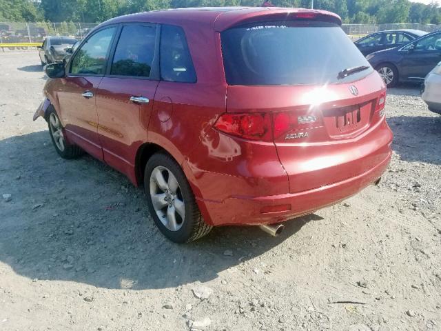 5J8TB18577A023505 - 2007 ACURA RDX TECHNO RED photo 3