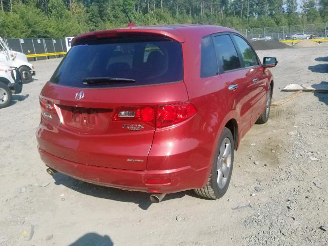 5J8TB18577A023505 - 2007 ACURA RDX TECHNO RED photo 4