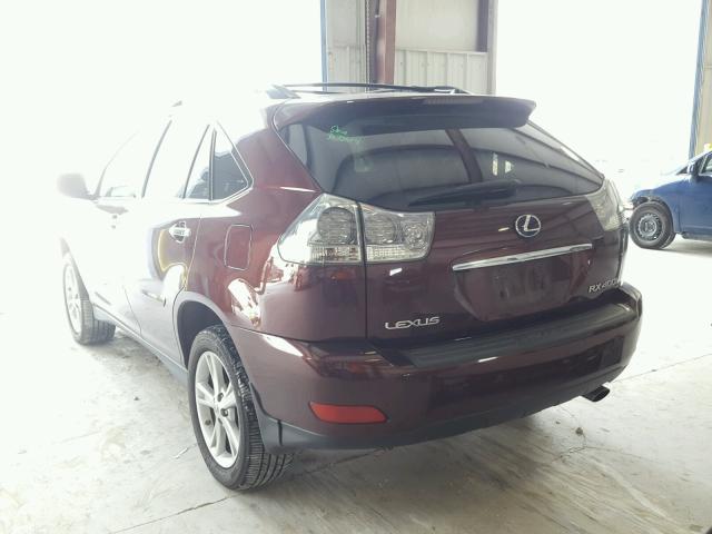 JTJHW31U482852191 - 2008 LEXUS RX 400H MAROON photo 3