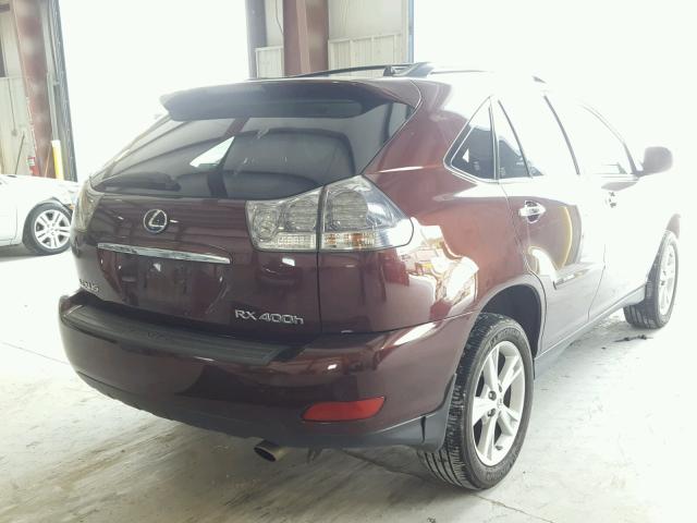 JTJHW31U482852191 - 2008 LEXUS RX 400H MAROON photo 4