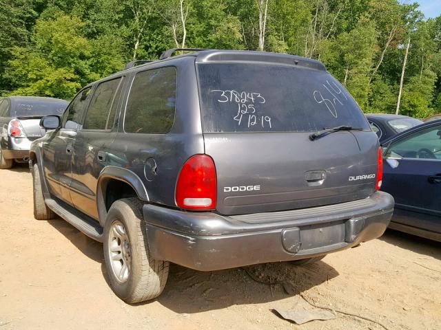 1B4HS38N52F195489 - 2002 DODGE DURANGO SP GRAY photo 3