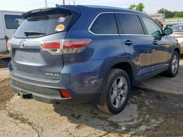 5TDDKRFH5FS103708 - 2015 TOYOTA HIGHLANDER BLUE photo 4