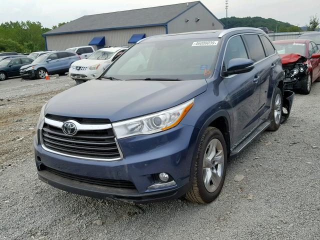 5TDDKRFH1ES031291 - 2014 TOYOTA HIGHLANDER BLUE photo 2