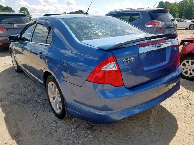 3FAHP0JA8AR416519 - 2010 FORD FUSION SEL BLUE photo 3