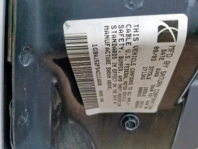 1G8AJ52F54Z111638 - 2004 SATURN ION LEVEL GRAY photo 10