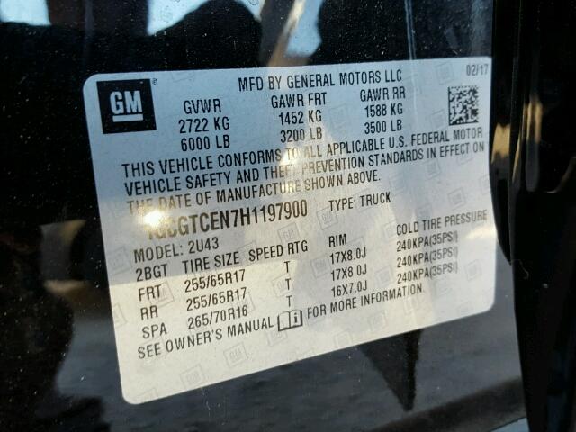 1GCGTCEN7H1197900 - 2017 CHEVROLET COLORADO L BLACK photo 10