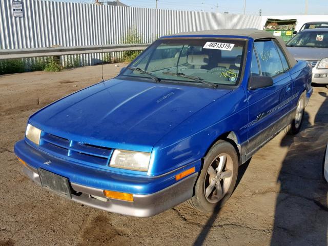 3B3XP6532PT582178 - 1993 DODGE SHADOW ES BLUE photo 2