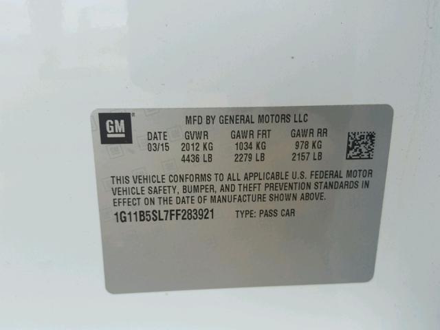 1G11B5SL7FF283921 - 2015 CHEVROLET MALIBU LS თეთრი ფოტო 10