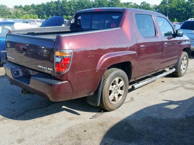 2HJYK16397H543952 - 2007 HONDA RIDGELINE RED photo 4