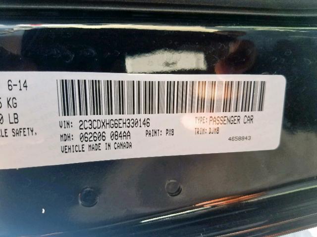 2C3CDXHG6EH330146 - 2014 DODGE CHARGER SX BLACK photo 10