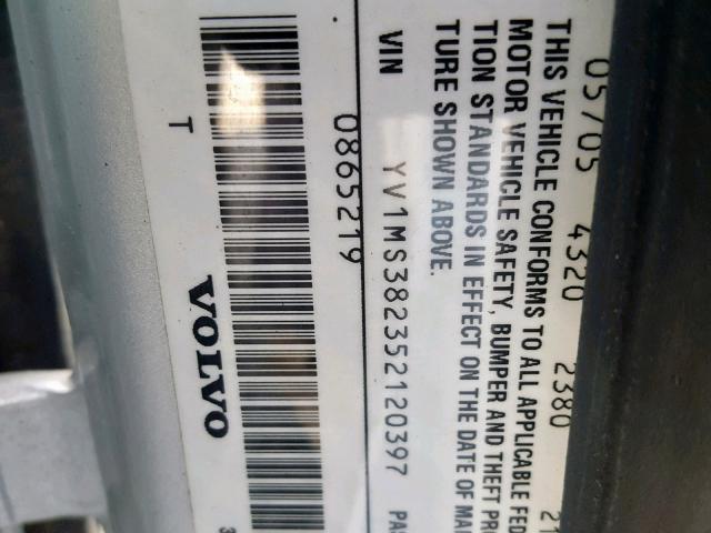 YV1MS382352120397 - 2005 VOLVO S40 2.4I SILVER photo 10