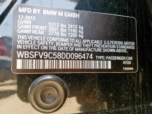 WBSFV9C58DD096474 - 2013 BMW M5 BLACK photo 10
