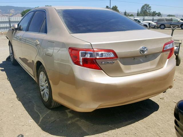 4T1BF1FK2CU084935 - 2012 TOYOTA CAMRY BASE GOLD photo 3