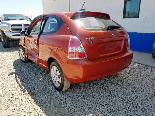 KMHCM3AC4BU192395 - 2011 HYUNDAI ACCENT GL ORANGE photo 3