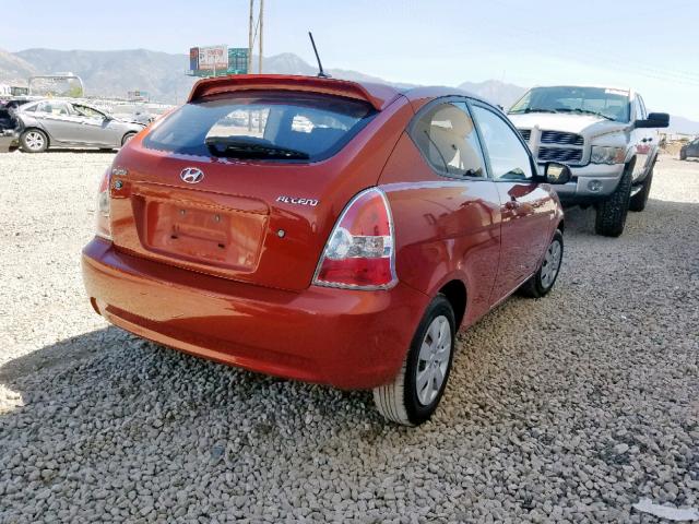 KMHCM3AC4BU192395 - 2011 HYUNDAI ACCENT GL ORANGE photo 4