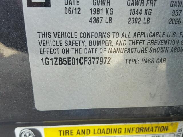 1G1ZB5E01CF377972 - 2012 CHEVROLET MALIBU LS 黑色 照片 10