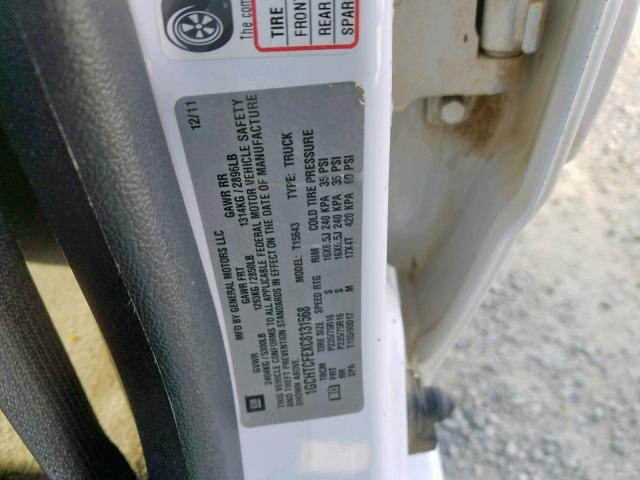 1GCHTCFEXC8131568 - 2012 CHEVROLET COLORADO L WHITE photo 10