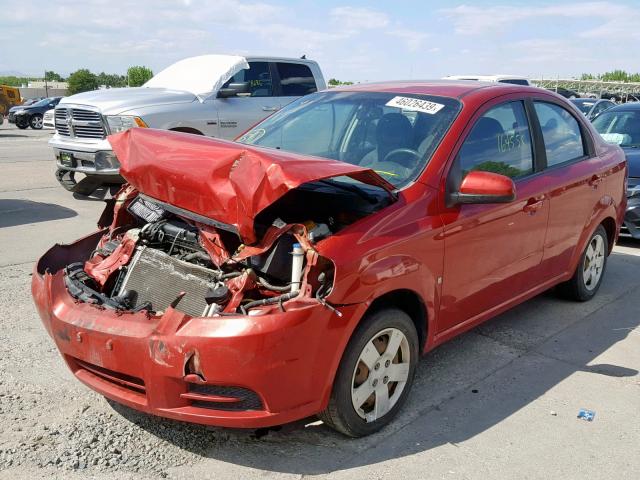 KL1TD56E79B314934 - 2009 CHEVROLET AVEO LS RED photo 2