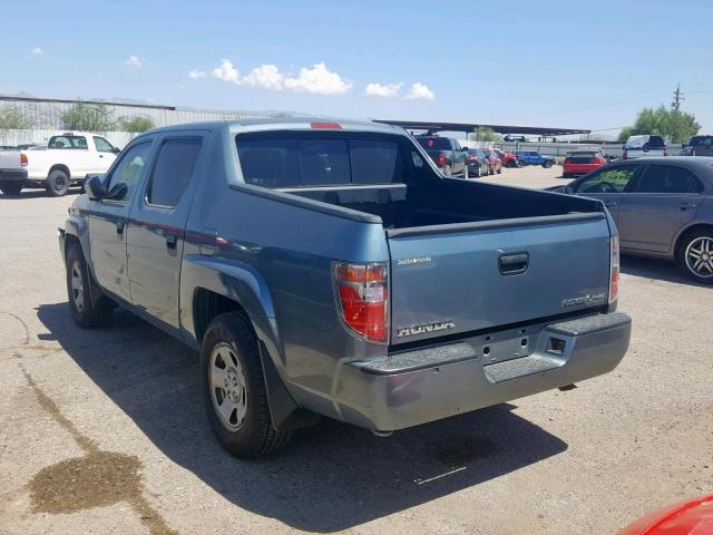 2HJYK16257H529991 - 2007 HONDA RIDGELINE BLUE photo 3