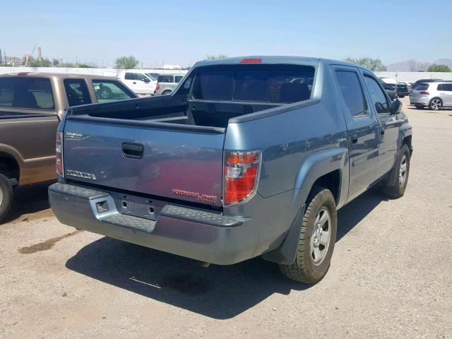 2HJYK16257H529991 - 2007 HONDA RIDGELINE BLUE photo 4