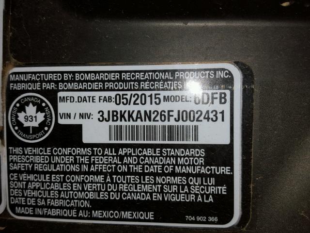 3JBKKAN26FJ002431 - 2015 CAN-AM COMMANDER WHITE photo 20