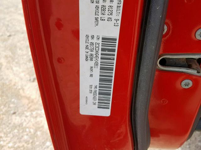 2C3CDXHG4EH143911 - 2014 DODGE CHARGER SX RED photo 10