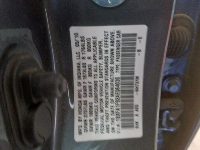 19XFA1F92AE064035 - 2010 HONDA CIVIC EXL 灰色 照片 10