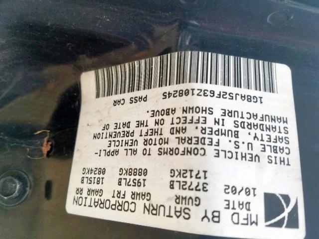1G8AJ52F63Z108245 - 2003 SATURN ION LEVEL BLACK photo 10