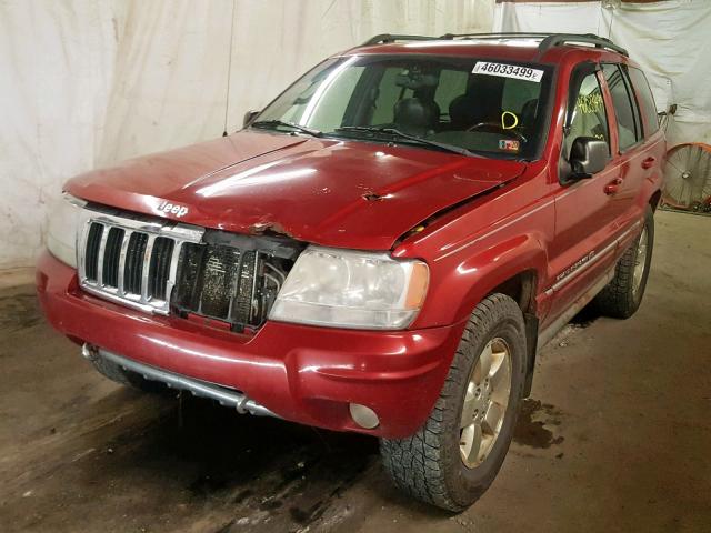 1J8GW68J74C166865 - 2004 JEEP GRAND CHER RED photo 2