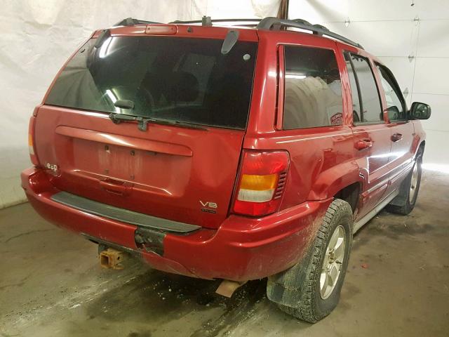 1J8GW68J74C166865 - 2004 JEEP GRAND CHER RED photo 4