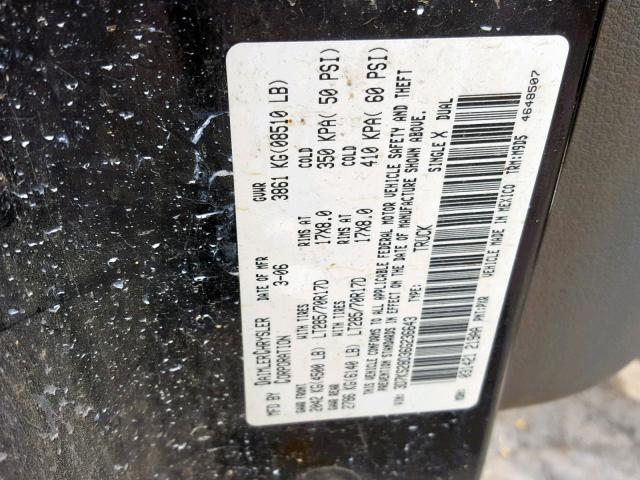 3D7KS28D36G236643 - 2006 DODGE RAM 2500 S შავი ფოტო 10