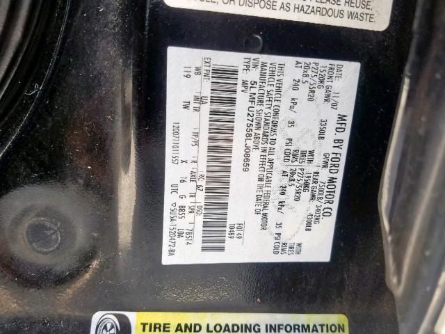 5LMFU27558LJ08659 - 2008 LINCOLN NAVIGATOR შავი ფოტო 10