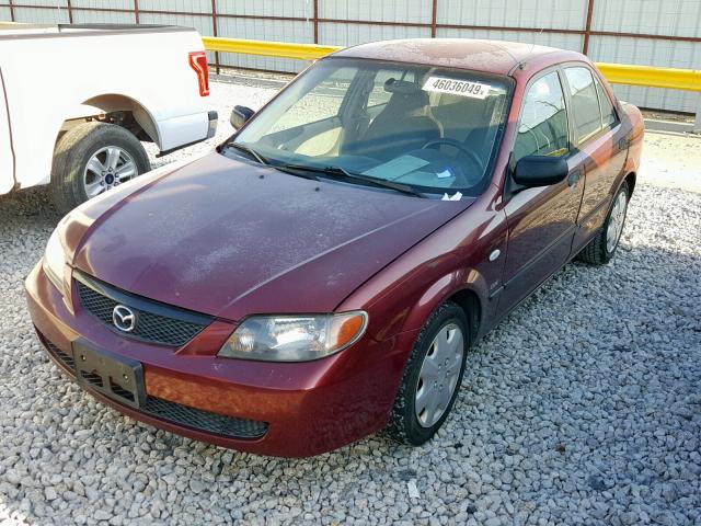 JM1BJ225621615966 - 2002 MAZDA PROTEGE DX MAROON photo 2