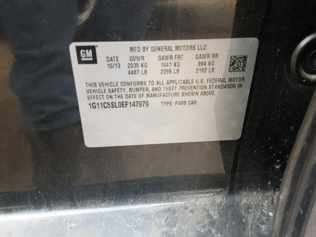 1G11C5SL0EF147979 - 2014 CHEVROLET MALIBU 1LT 黑色 照片 10