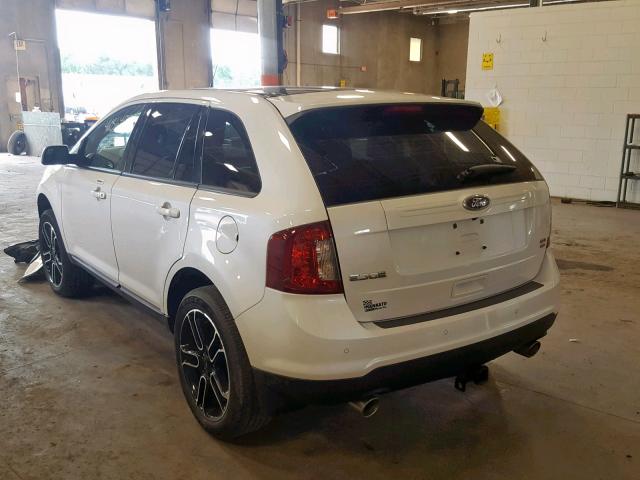 2FMDK4JCXDBB11618 - 2013 FORD EDGE SEL WHITE photo 3