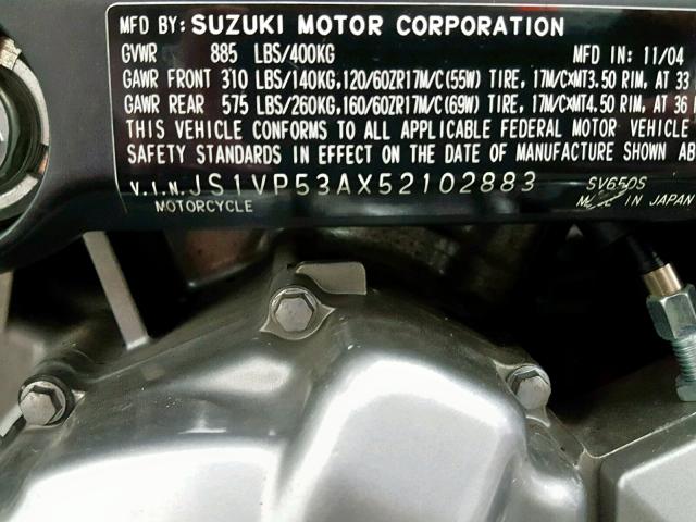 JS1VP53AX52102883 - 2005 SUZUKI SV650 GRAY photo 20