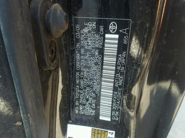 JTKDE167050054590 - 2005 TOYOTA SCION TC 黑色 照片 10