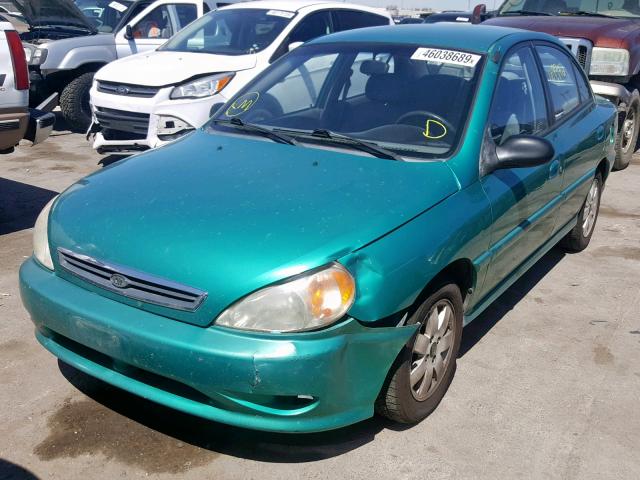 KNADC123X26146196 - 2002 KIA RIO GREEN photo 2