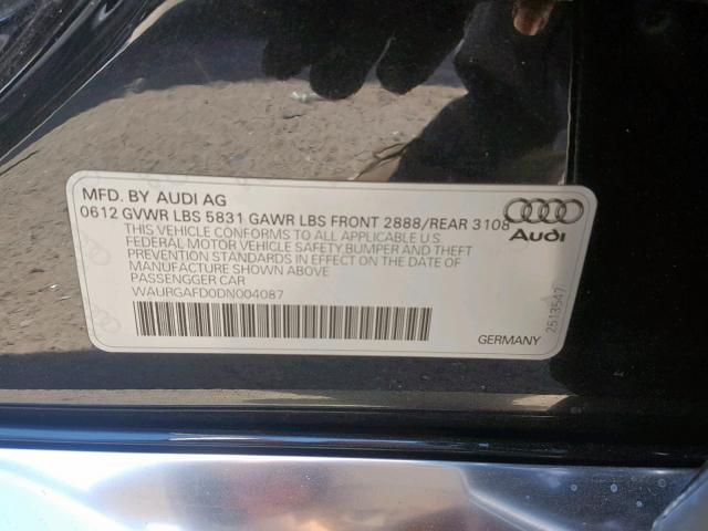 WAURGAFD0DN004087 - 2013 AUDI A8 L QUATT BLACK photo 10