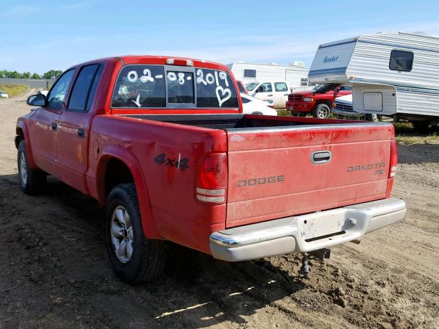 1D7HG48N44S603667 - 2004 DODGE DAKOTA QUA RED photo 3