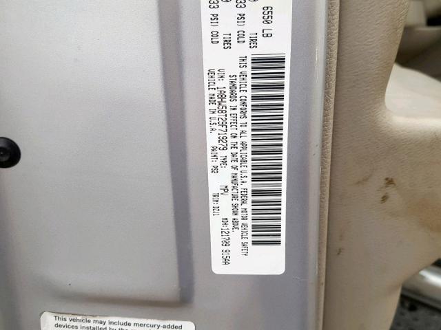 1A8HW58T29F719279 - 2009 CHRYSLER ASPEN LIMI SILVER photo 10