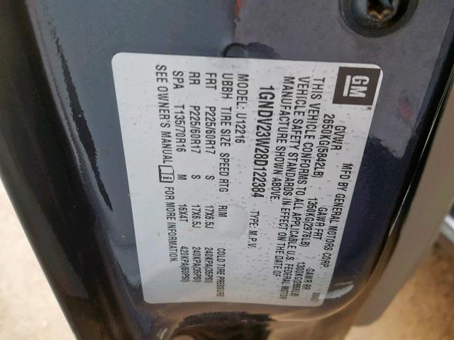 1GNDV23W28D122384 - 2008 CHEVROLET UPLANDER L 灰色 照片 10