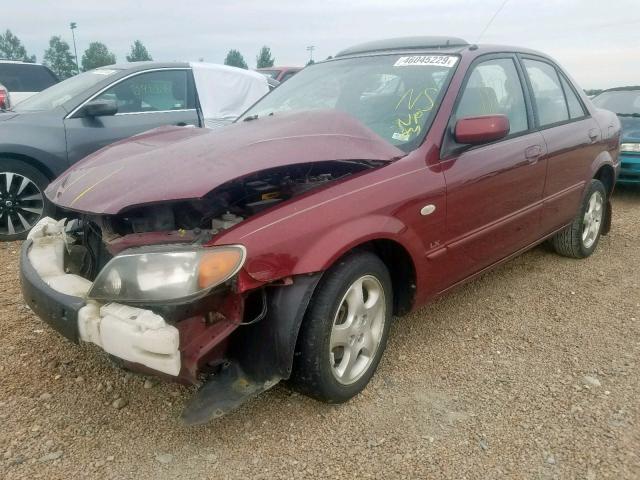 JM1BJ225121605040 - 2002 MAZDA PROTEGE DX BURGUNDY photo 2