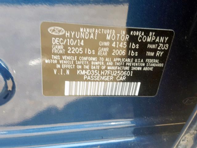 KMHD35LH7FU250601 - 2015 HYUNDAI ELANTRA GT BLUE photo 10